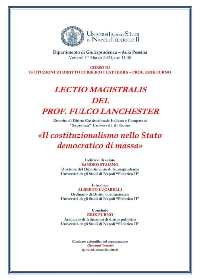 Lectio Magistralis del Prof. Fulco Lanchester